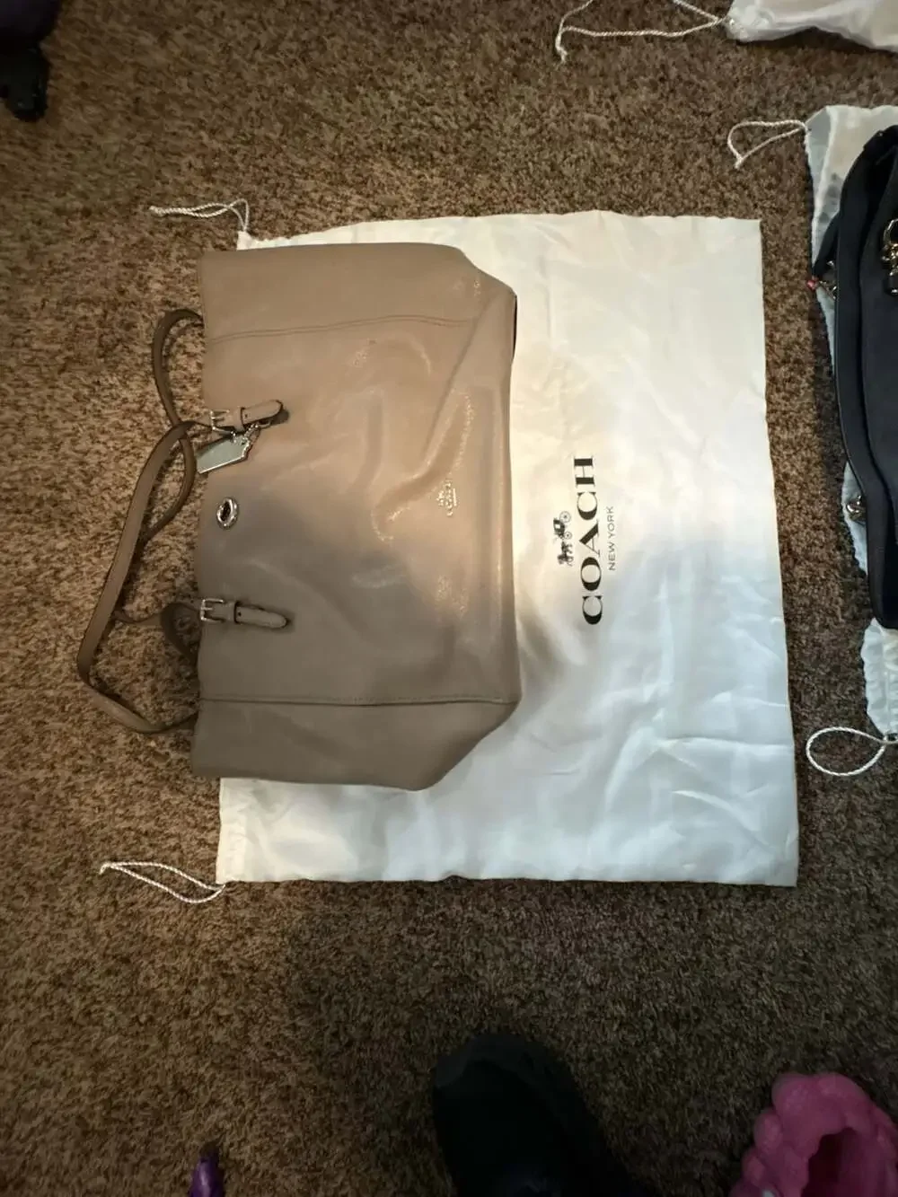Coach Turnlock Large Leather Tote Bag